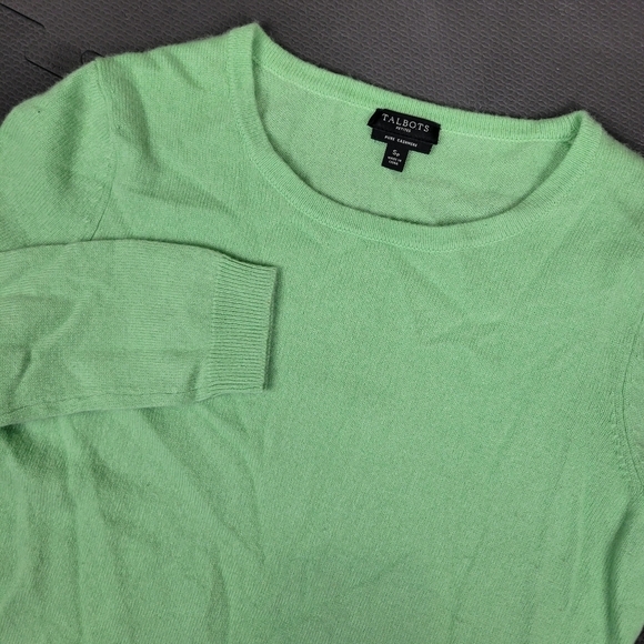 Talbots Sweaters - Talbots Pure Cashmere Crew Neck Sweater Womens SP Petite Green Quiet Luxury